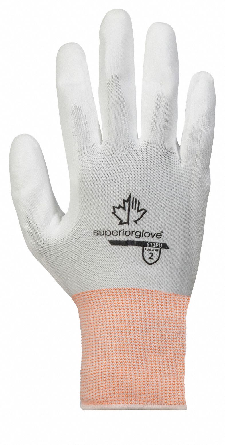 DISPOSABLE GLOVES, SIZE 8/M, NYLON KNIT/POLYURETHANE