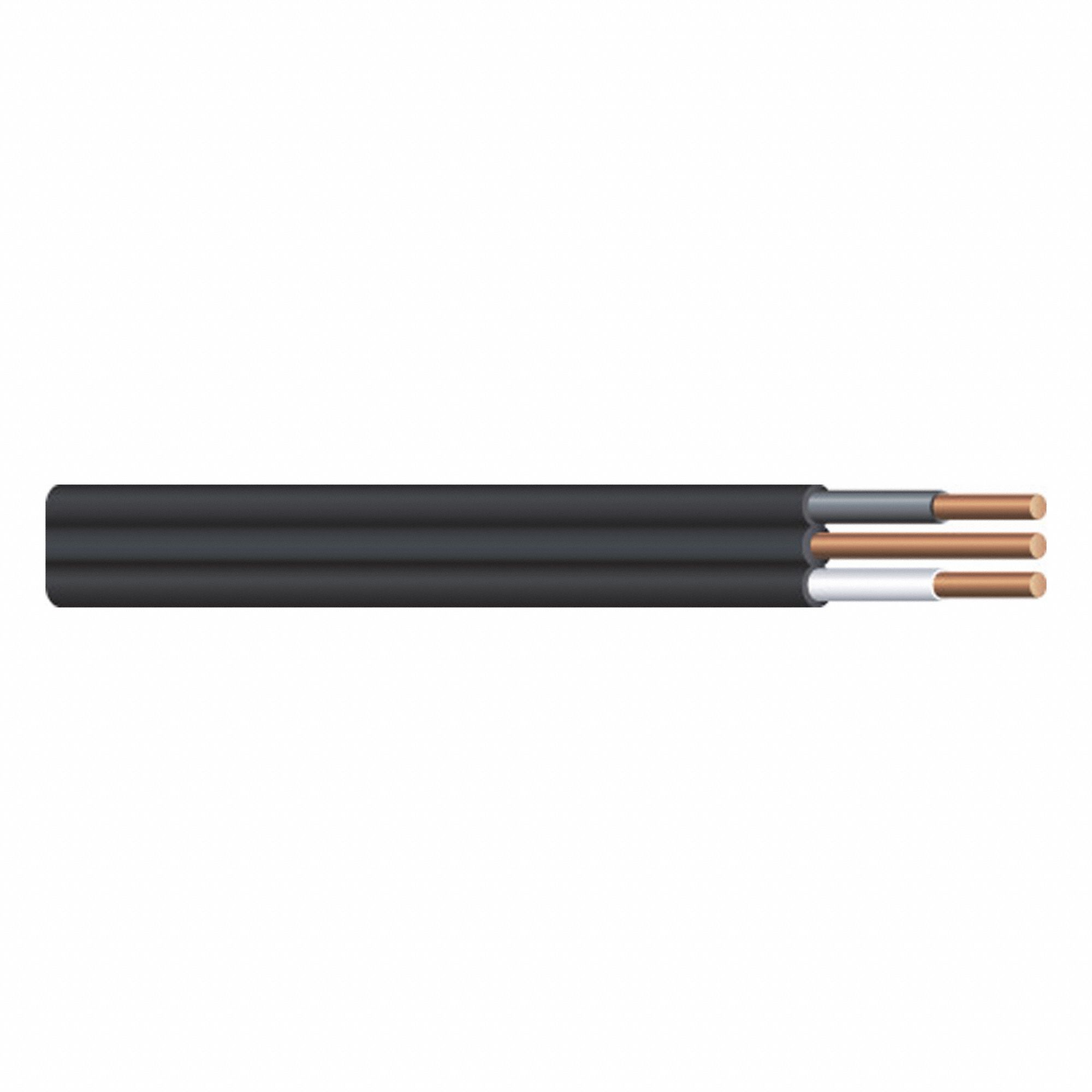 BUILDING WIRE, NON-METALLIC WET UNDERGROUND, BLACK, 0.585 X 0.282 IN, 12 GA, PVC/COPPER