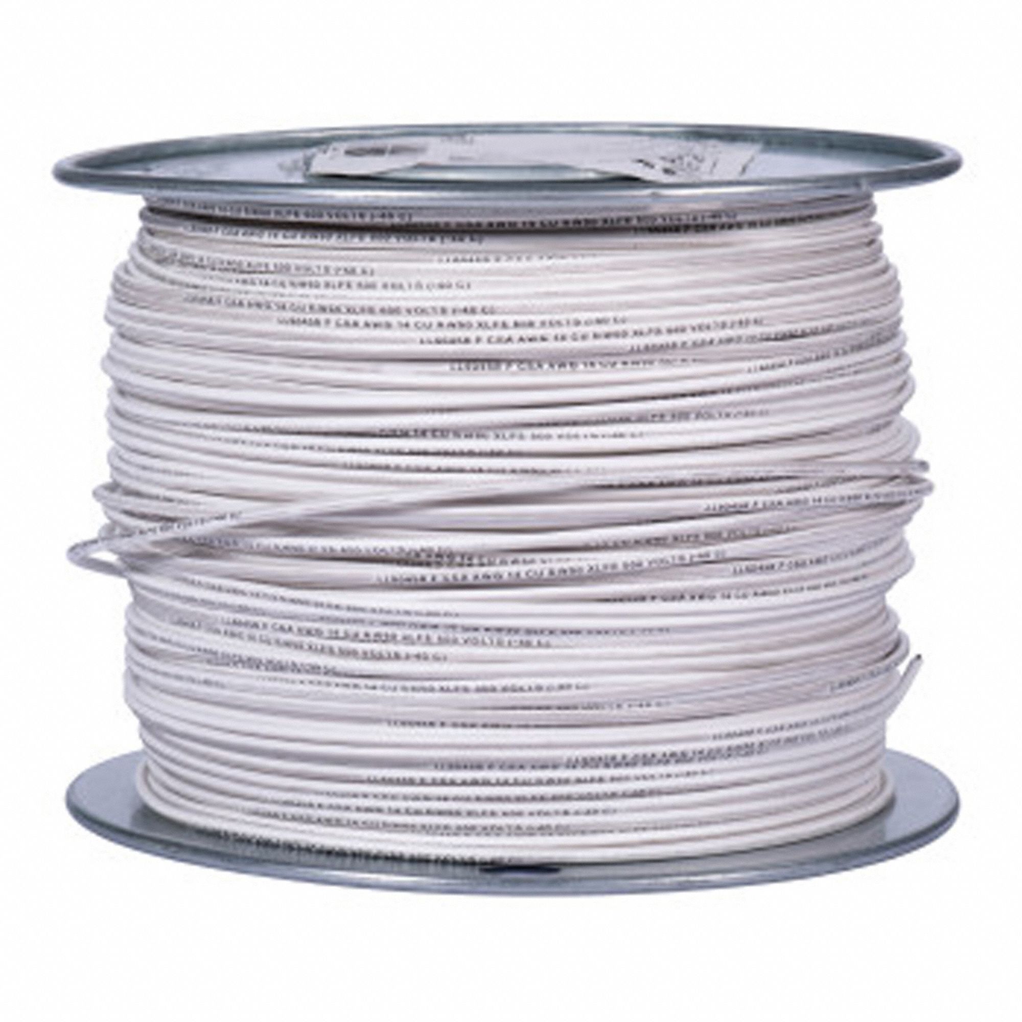 RW90 WIRE, 600 V, WHITE WIRE, WHITE JACKET, 0.128 IN, 14 GA, COPPER/PE