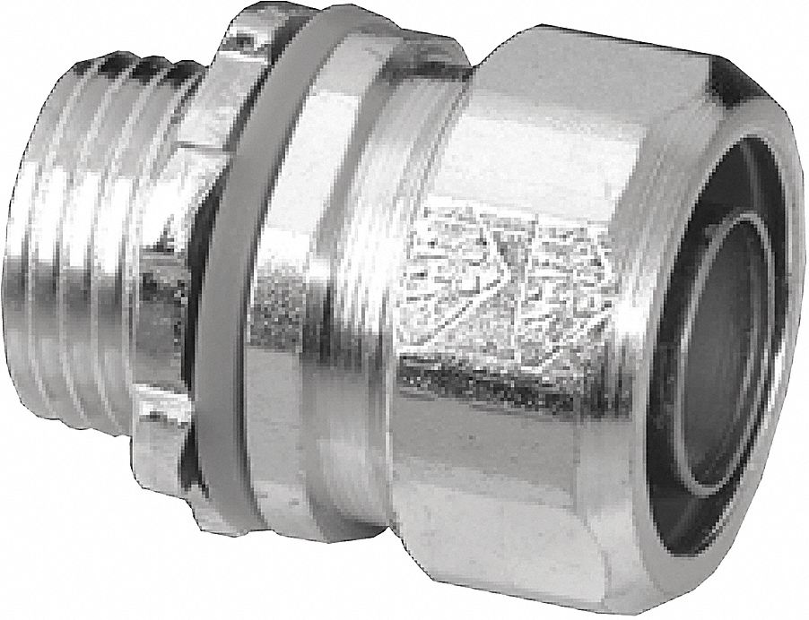 CONNECTOR, LIQUID TIGHT, STRAIGHT, SILVER, 1/2 IN, STEEL