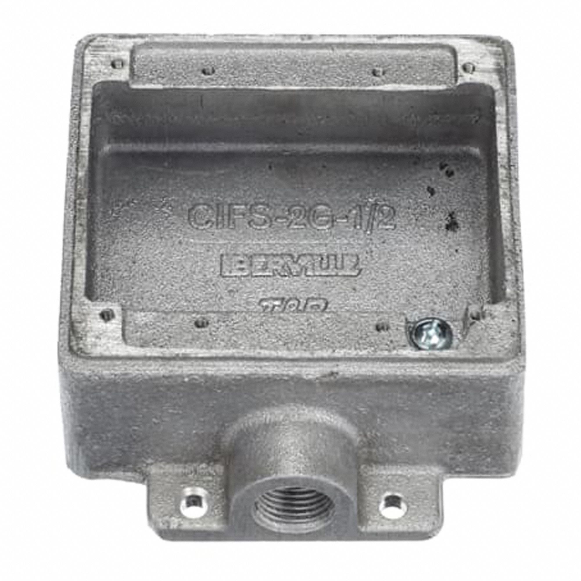 BOÎTE FS,RÉST INTMP/DBL/1 DÉBOUCHURE/MOYEU 1/2 PO/CSA 5043,4 3/8 X 4 11/16 X 1 7/8 PO,26 PO CU,AL