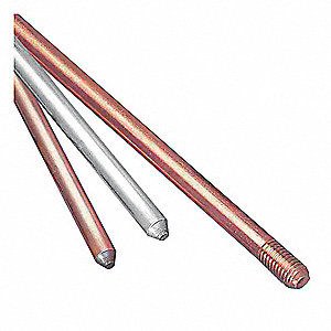GROUND ROD, CORROSION RESISTANT, RUSTPROOF, 4 MIL, 10 FT X 3/4 IN, GALVANIZED STEEL, COPPER