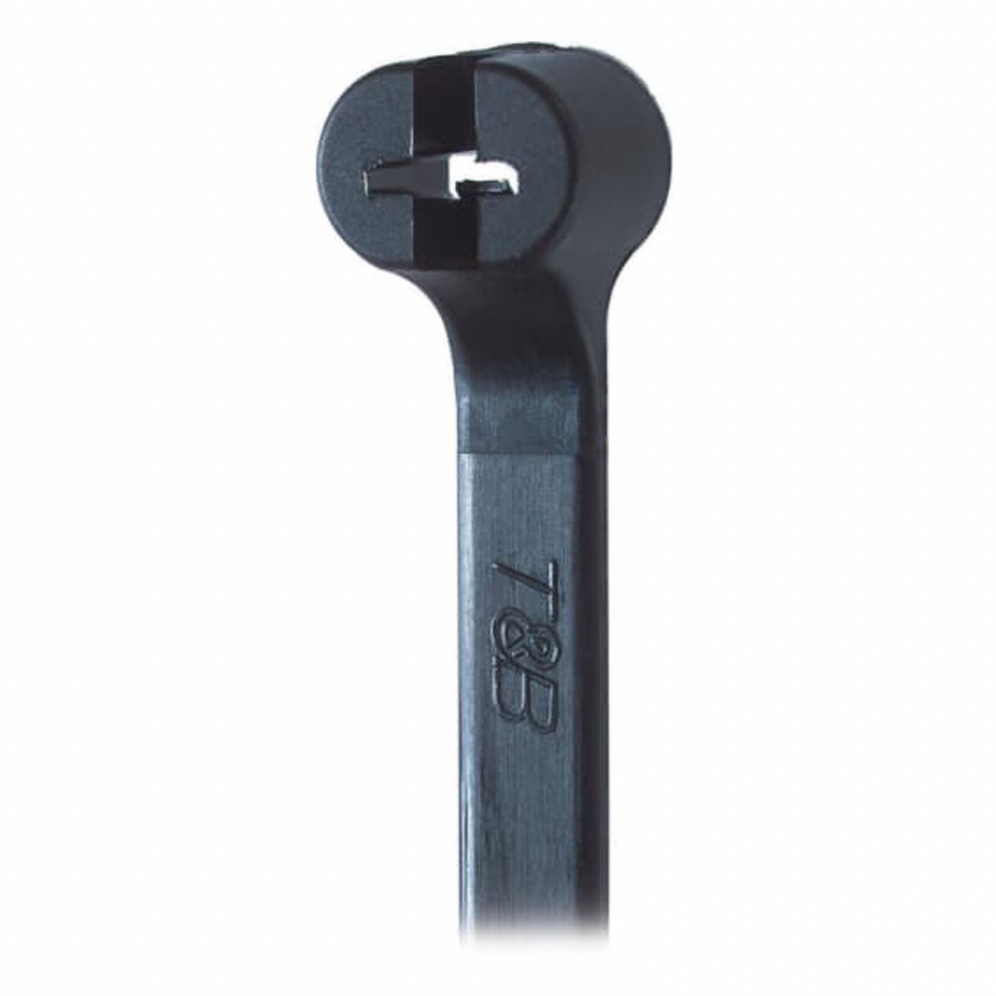 CABLE TIE W BARB,UV/WTHR,50 LB,MS,BLK,8 X 0.184 X 0.043 IN/1.75 MAX DIA,STEEL/NYLON 6/6,PK 100