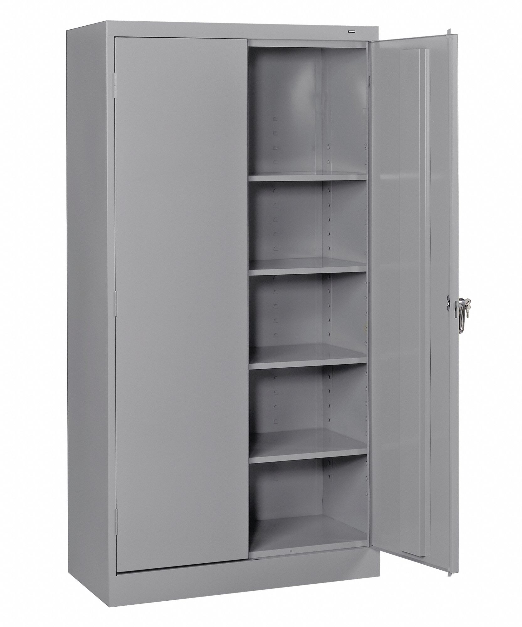 STORAGE CABINET, 4 ADJ SHELVES, LD CAP 150 LB, GREY, 36 X 72 X 18 IN, STEEL/CHROME