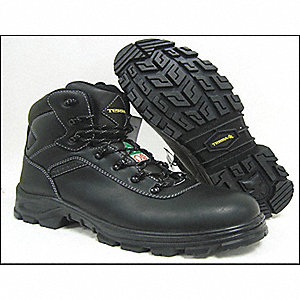 WORK BOOTS, COMPOSITE TOE, BLK, SZ 9 1/2, 6 IN H, LEATHER/COMPOSITE/PUR/CLEANFEET