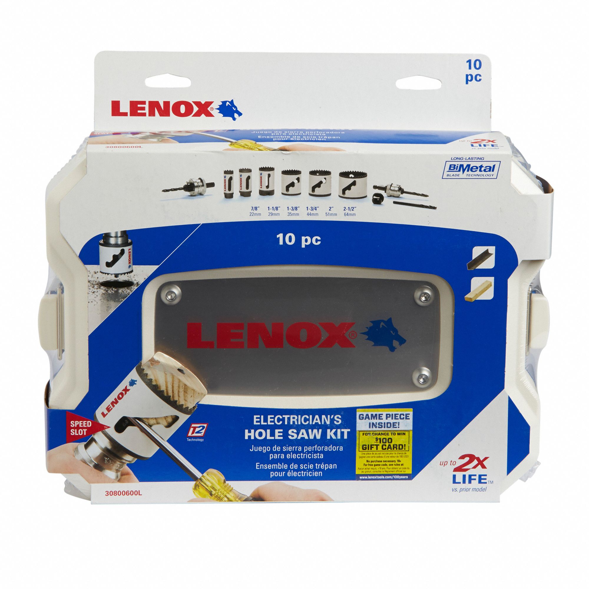 LENOX Electricians Hole Saw Kit, BiMetal Tooth Material, Impact Rated No 12P29630800600L