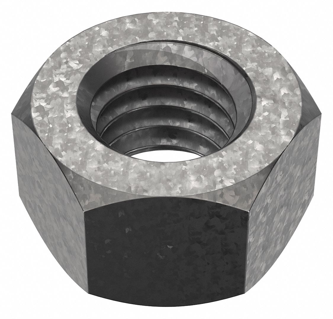Hex Nut: Std Hex, 3/8"-16 Thread, 9/16 in Hex Wd, 21/64 in Hex Ht, Steel, Grade 2, Std, 50 PK