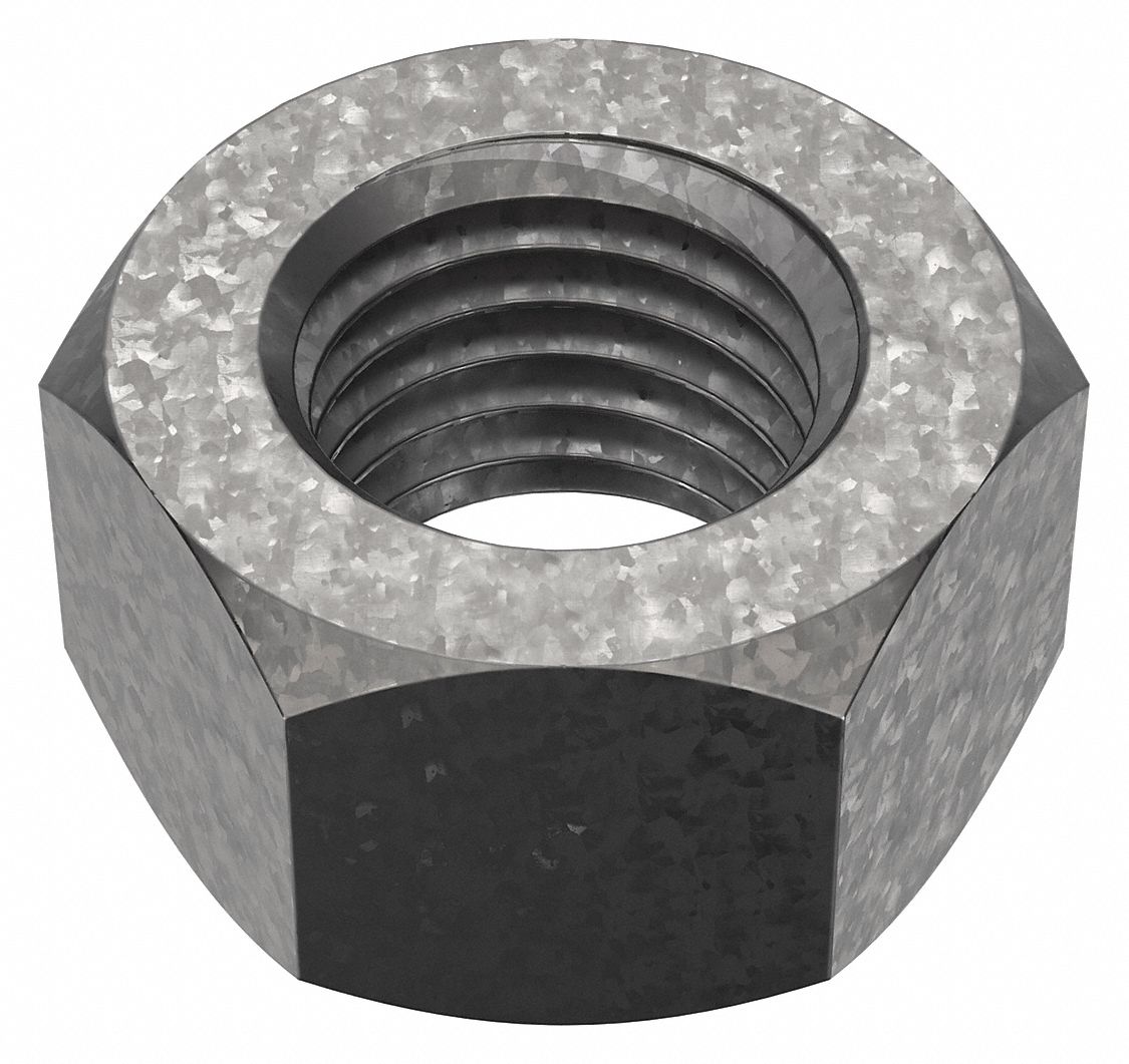 Hex Nut: Std Hex, 1"-8 Thread, 1 15/32 in Hex Wd, 55/64 in Hex Ht, Steel, Grade 2, Std Hex Nut, 5 PK