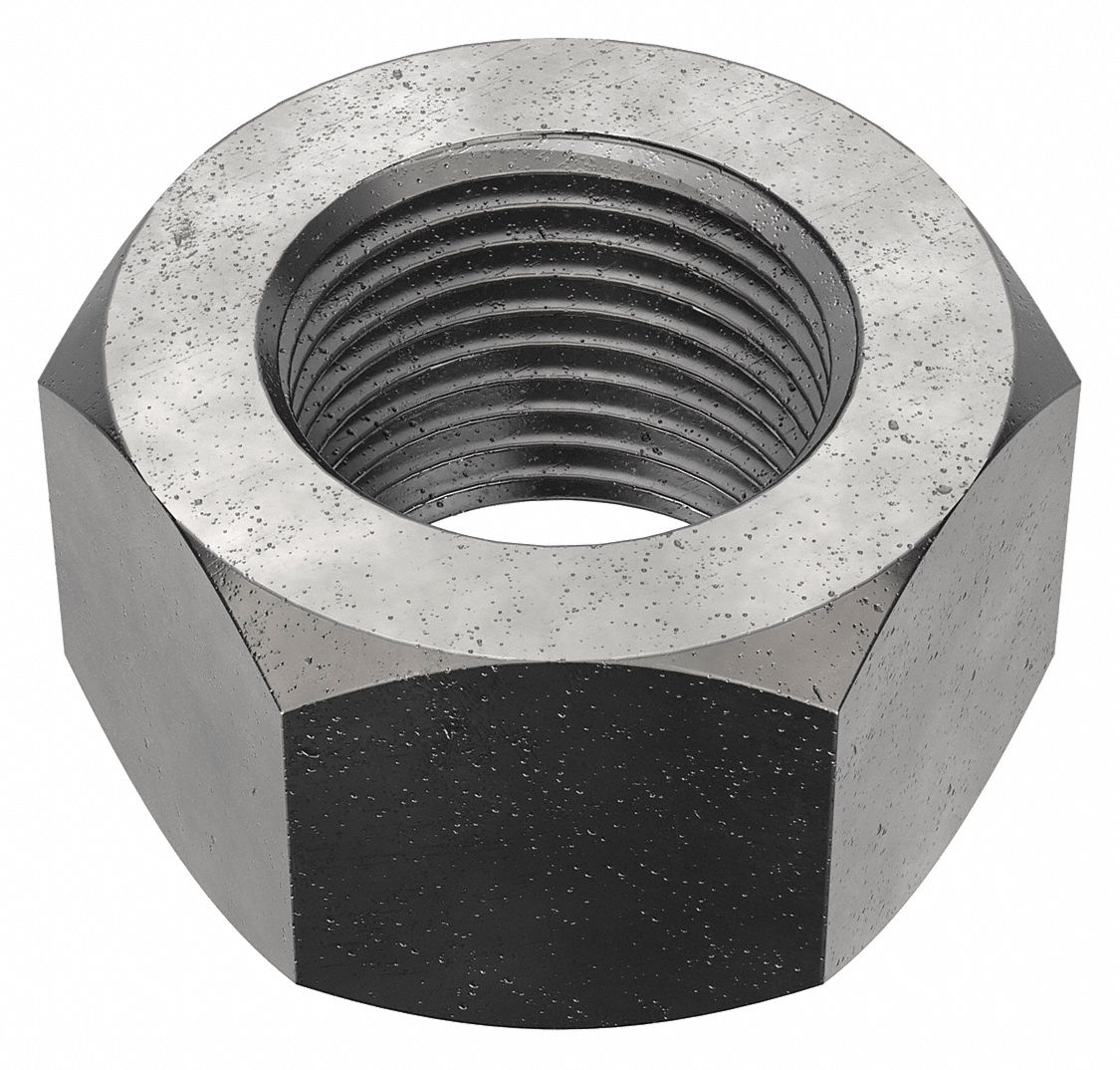 Hex Nut: Std Hex, 7/8"-14 Thread, 1 19/64 in Hex Wd, 3/4 in Hex Ht, Steel, Grade 2, Plain, 10 PK
