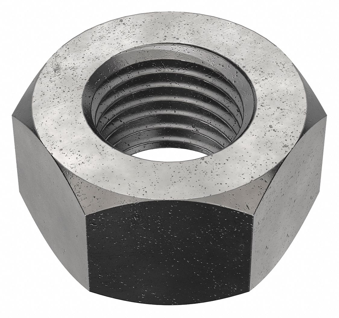 Hex Nut: Std Hex, 7/16"-20 Thread, 11/16 in Hex Wd, 3/8 in Hex Ht, Steel, Grade 5, Plain, Std, 50 PK