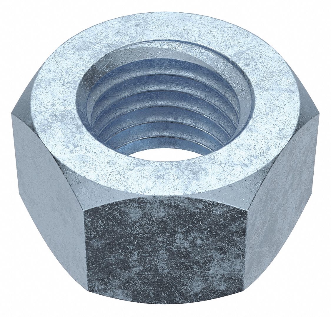 Hex Nut: 3/4"-10 Thread, 1 7/64 in Hex Wd, 41/64 in Hex Ht, Steel, Grade 5, Zinc Plated, 180 PK
