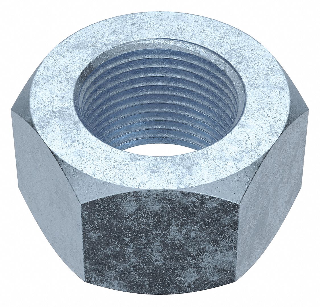 Hex Nut: Std Hex, 1 1/8"-12 Thread, 1 11/16 in Hex Wd, 31/32 in Hex Ht, Steel, Grade 5, Std, 5 PK