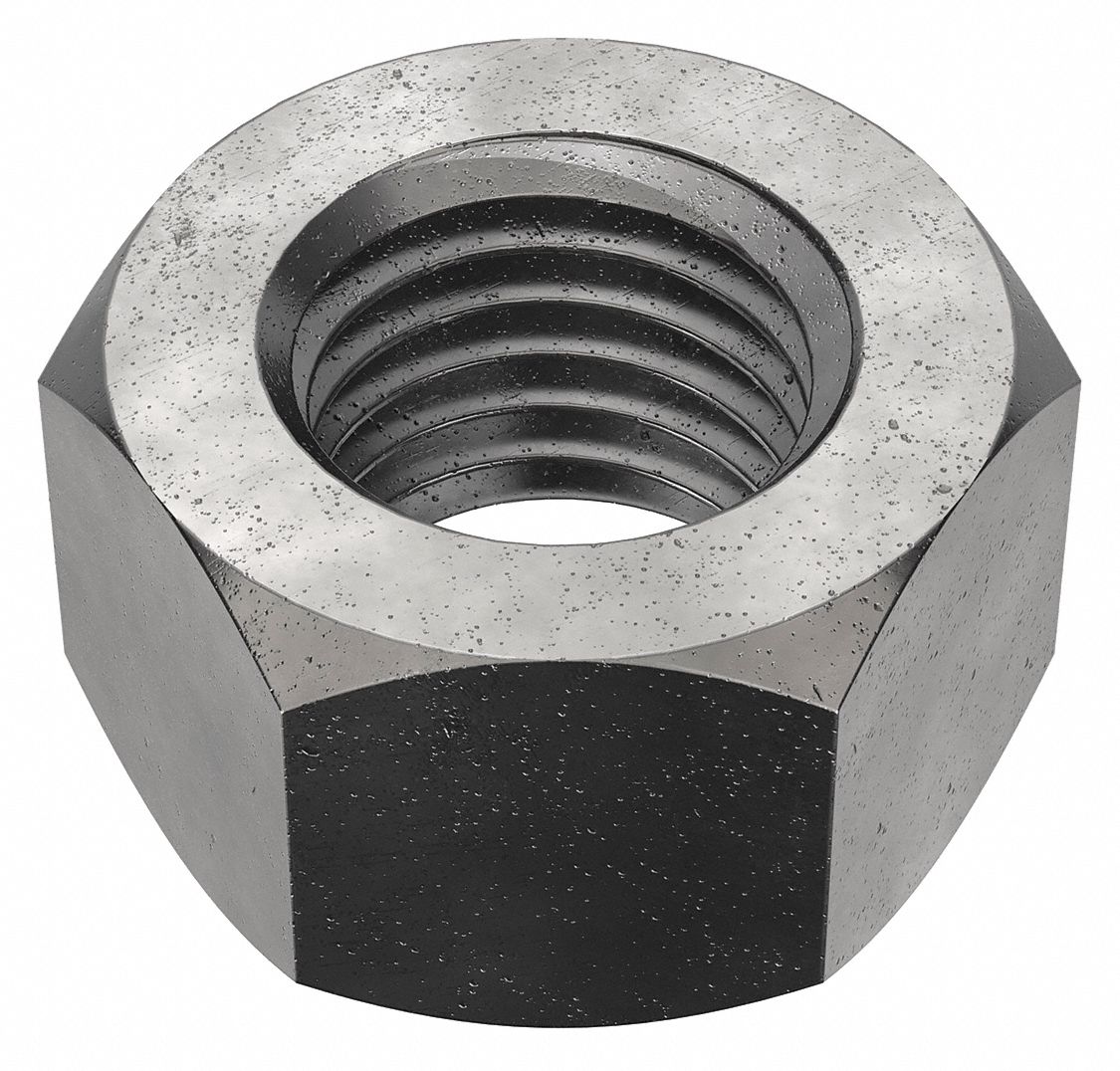 Hex Nut: Std Hex, 7/8"-9 Thread, 1 19/64 in Hex Wd, 3/4 in Hex Ht, Steel, Grade 8, Plain, Std, 10 PK