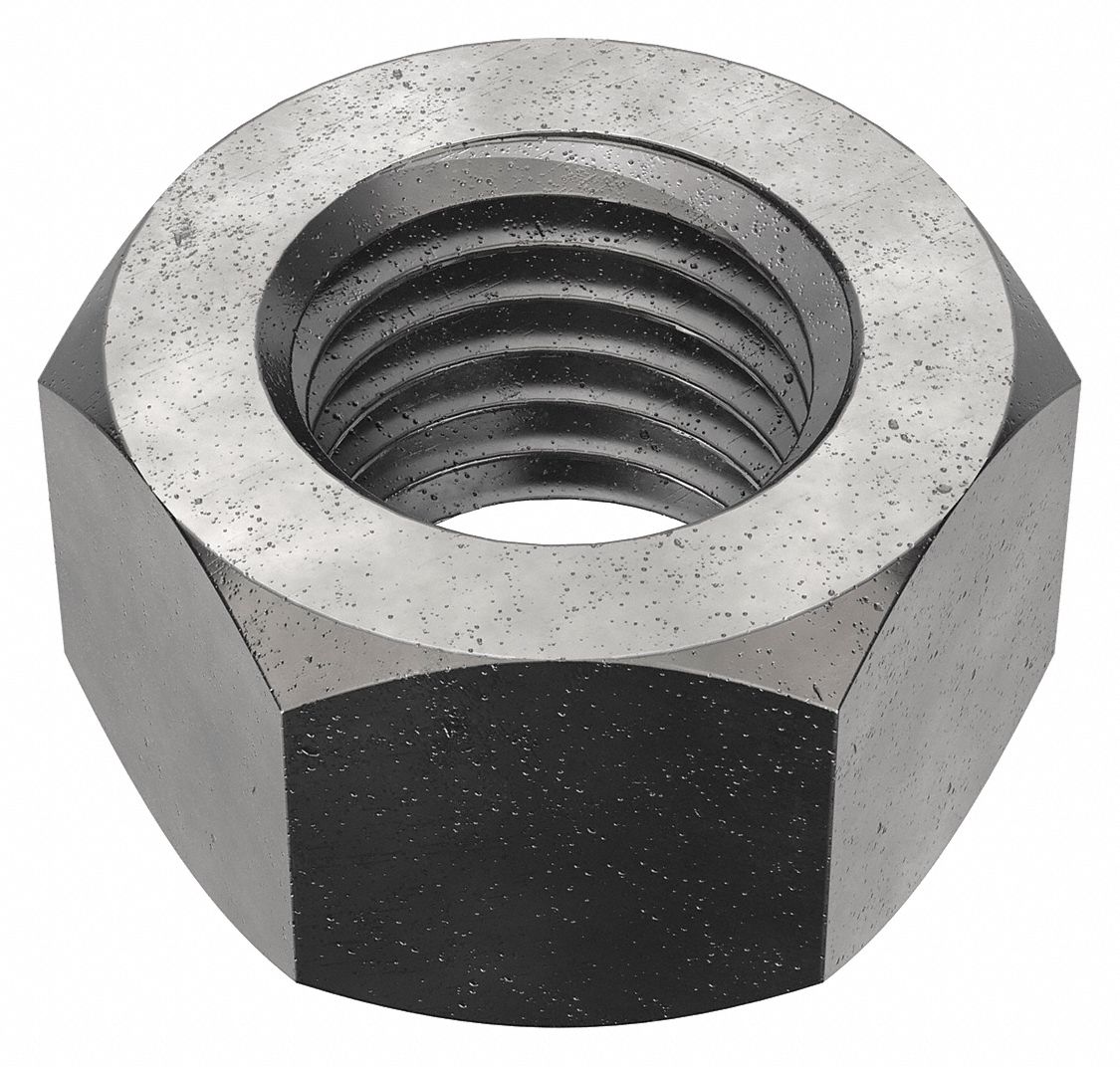 Hex Nut: Std Hex, 1"-8 Thread, 1 15/32 in Hex Wd, 55/64 in Hex Ht, Steel, Grade 8, Plain, Std, 5 PK