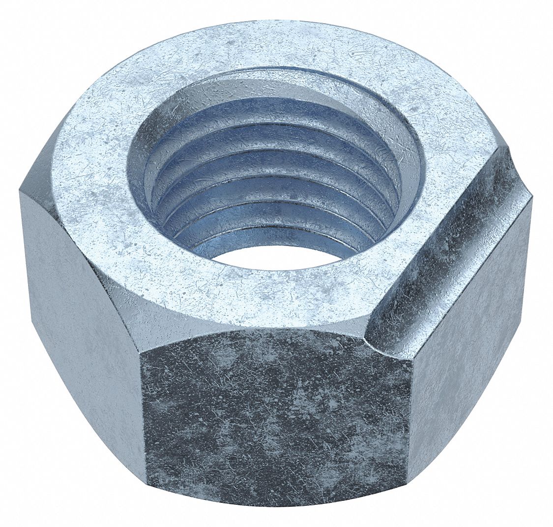 Lock Nut: Top Lock Distorted Thread, Std Hex, 1"-8 Thread Size, Steel, Grade C, Zinc-Plated, 5 PK