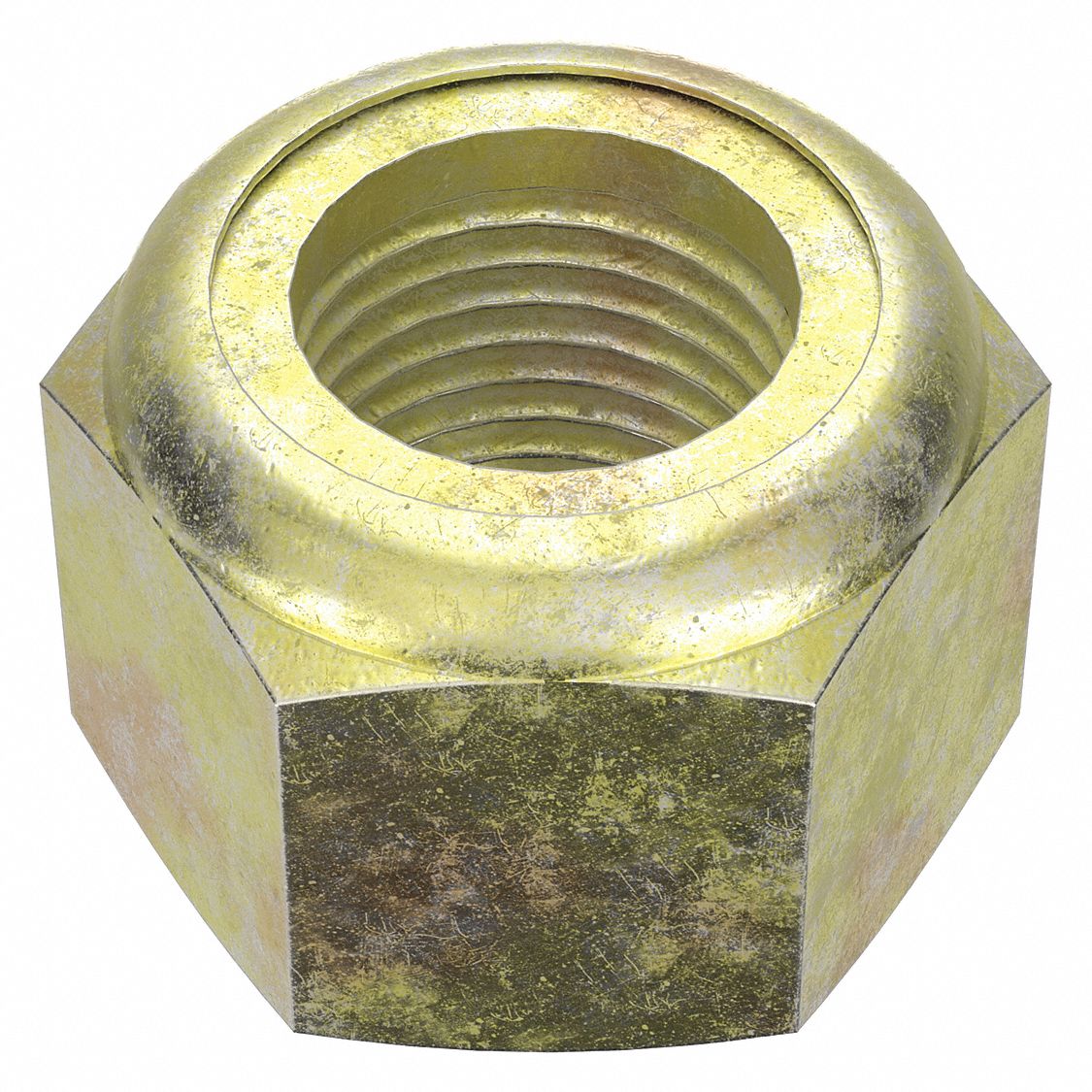 Lock Nut: Nylon Insert, Std Hex, 5/8"-18 Thread Size, Steel, Grade 8, Zinc Yellow, 540 PK