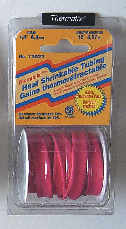 HEAT SHRINK TUBING ROLL, SINGLE WALL, FLEX, FLAME RET, RED, 1/4 IN X 15 FT