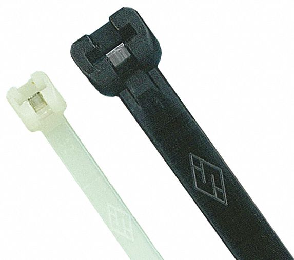 CABLE TIE W/ METAL TOOTH,METAL DETECT,MIL/ASTM/UL,120LB,NAT,14 X 0.3 IN/4 IN MAX DIA,NYLON,PK 50