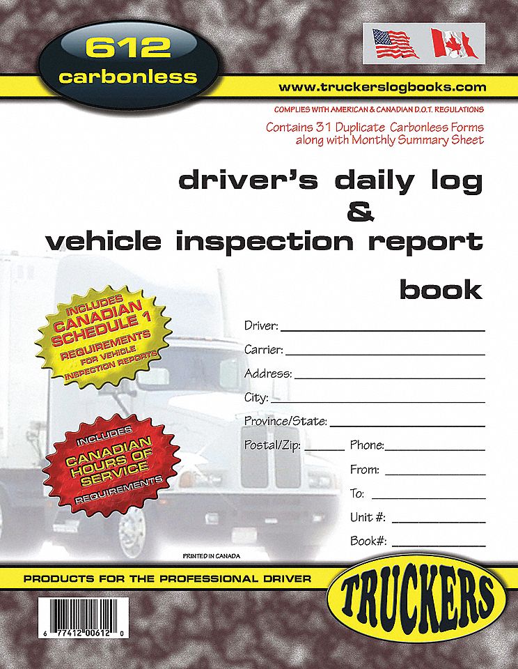 LOG BOOK, W INSPECTION REPORT, CARBONLESS, RED/YELLOW/BLACK, 11 X 8.5 IN, CARD STOCK