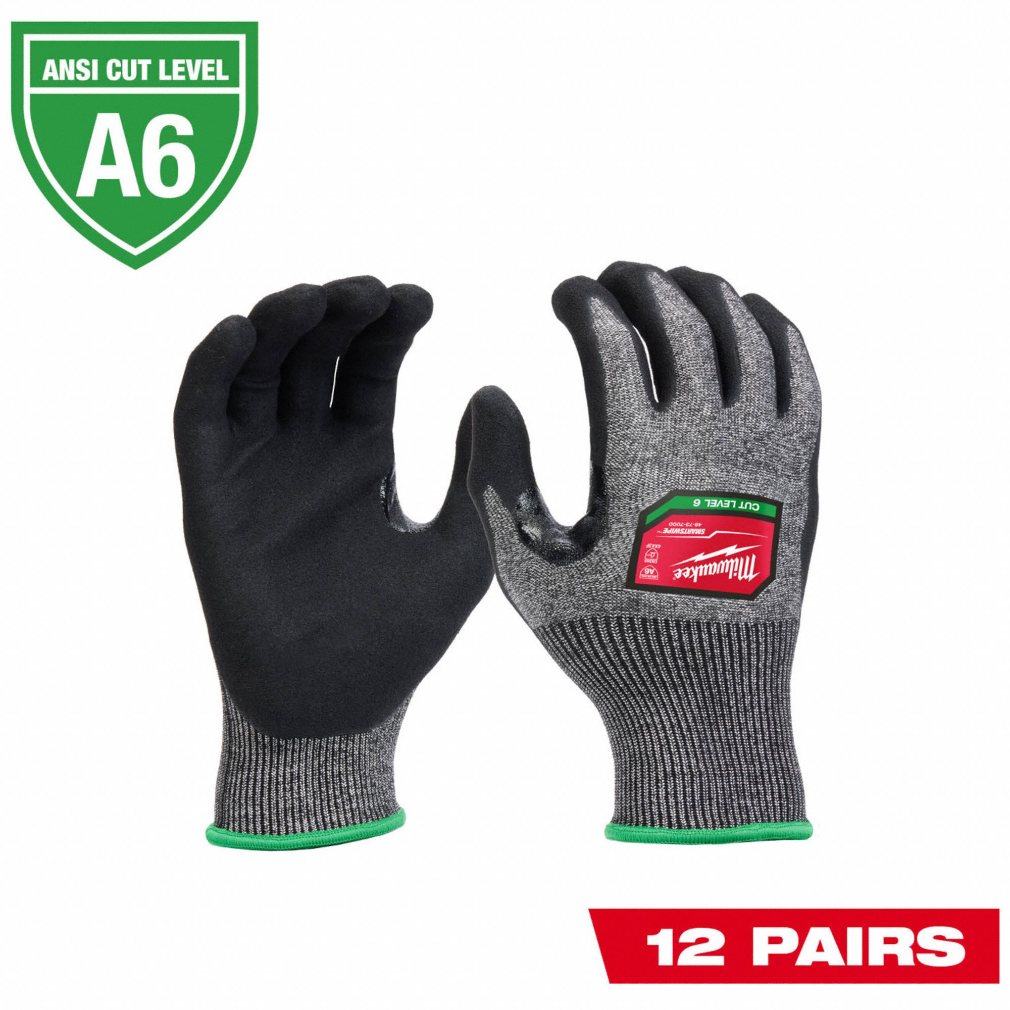 MILWAUKEE, S ( 7 ), ANSI Cut Level A6, Cut Protection Dipped Gloves