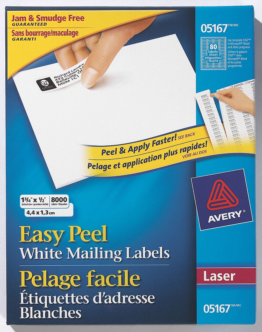 ADDRESS LABELS, LASER, 2 5/8 X 1 IN, BOX 7500