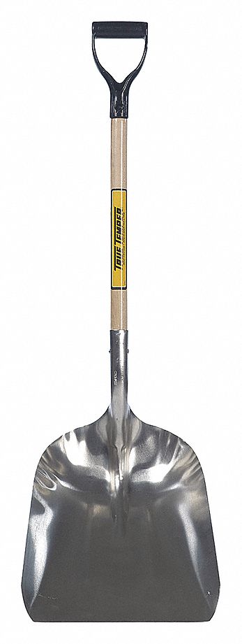 SCOOP, GRAIN + COAL, #12, SQUARE POINT, D-GRIP, 44 X 18-3/4 IN, ALUMINUM/WOOD