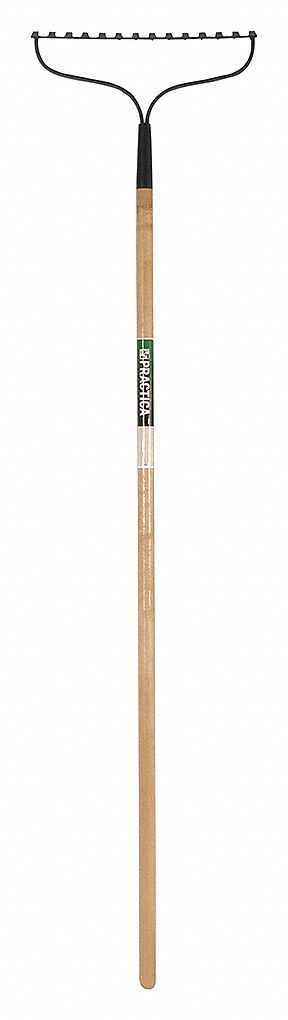 PRACTICA BOW HEAD RAKE, 14 TINES, 54 IN HANDLE, WOOD/FORGED STEEL ...