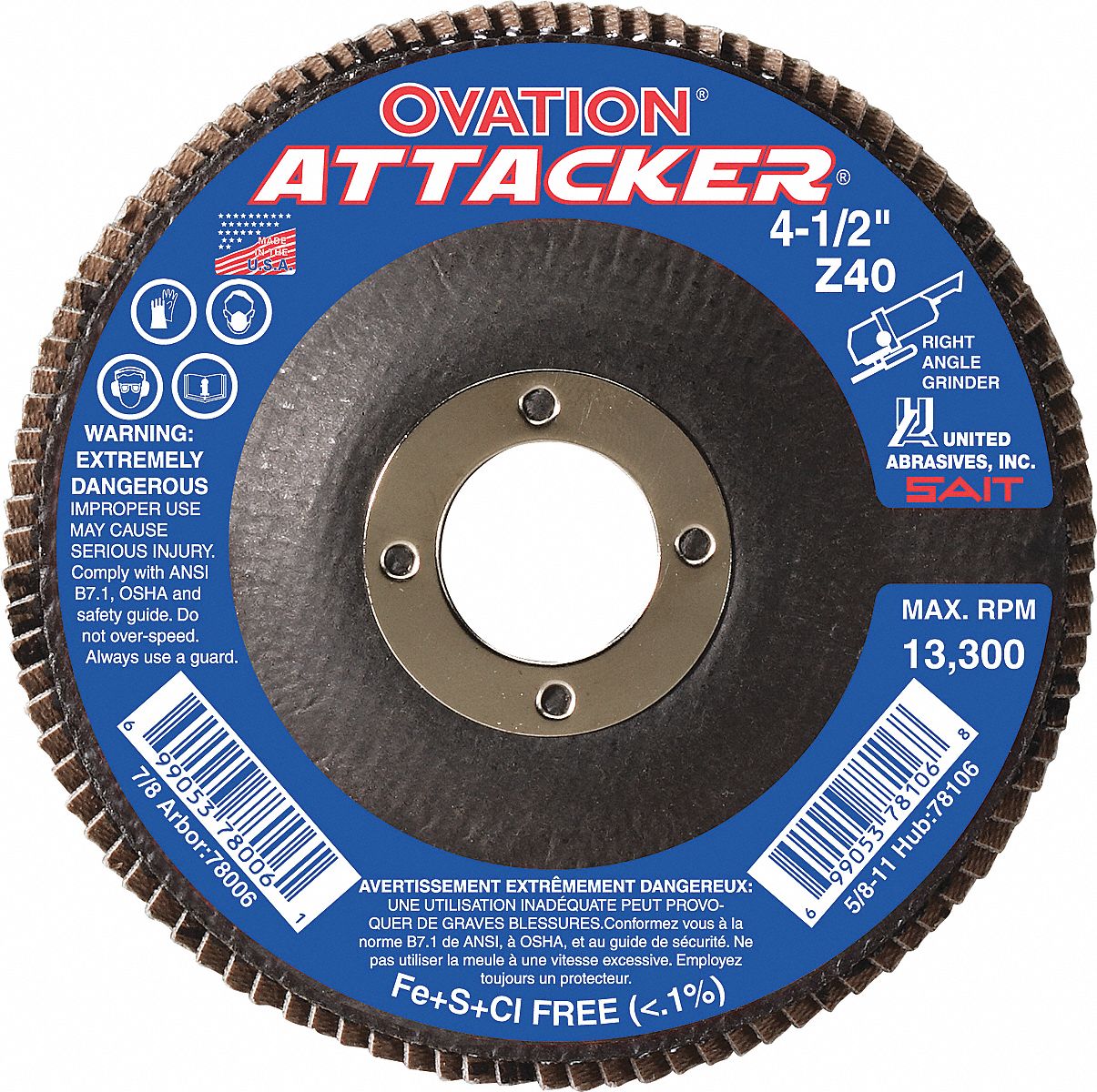 FLAPDISC OVAT ATTACKER 4.5 X7/8 Z40