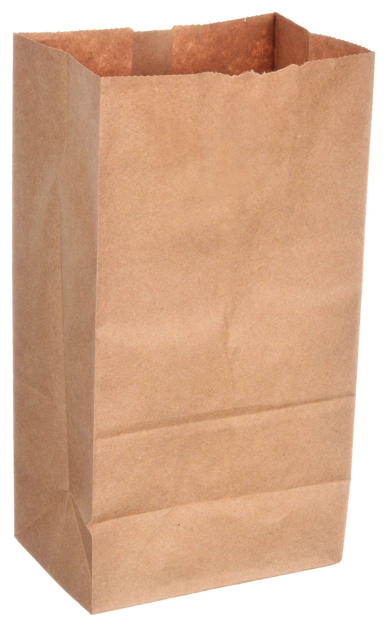 Grocery Bag: 4 5/12 in Wd, 2 1/2 in Dp, 7 11/12 in Ht, Grocery Bag, Kraft, 500 PK