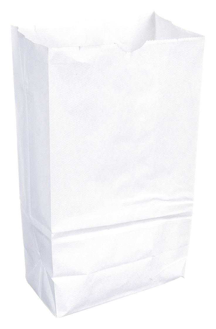 Grocery Bag: 6 1/6 in Wd, 4 1/6 in Dp, 12 1/2 in Ht, Grocery Bag, White, 500 PK
