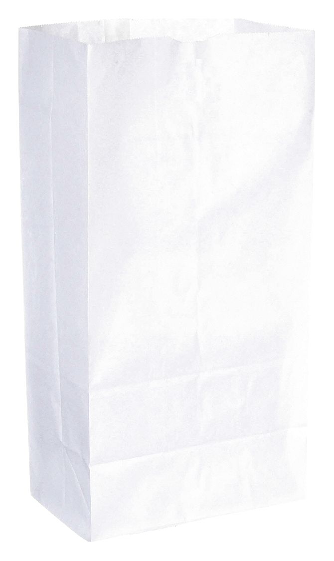 Grocery Bag: 7 3/4 in Wd, 4 11/12 in Dp, 16 in Ht, Grocery Bag, White, 500 PK