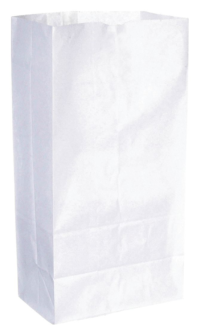 Grocery Bag: 8 1/4 in Wd, 5 5/12 in Dp, 16 1/6 in Ht, Grocery Bag, White, 500 PK