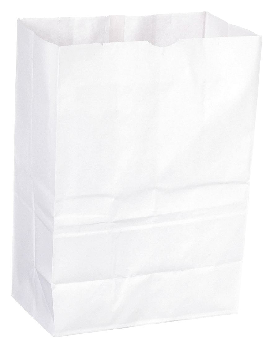 Grocery Bag: 12 in Wd, 7 in Dp, 17 in Ht, Grocery Bag, White, 500 PK