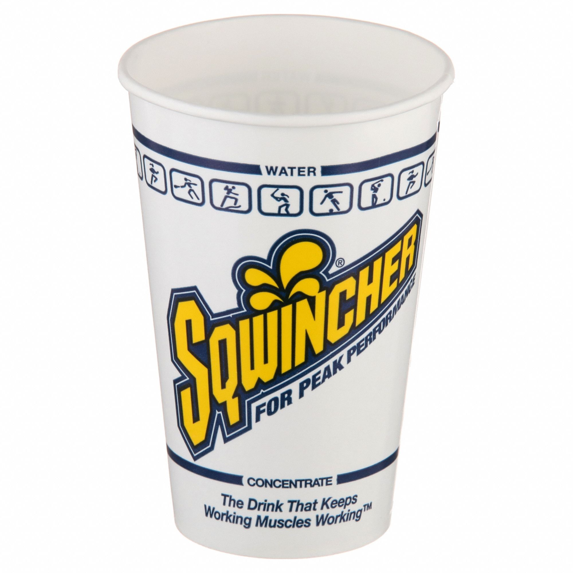 Disposable Cold Cup: 12 oz Capacity, White, Paper, Unwrapped, Sqwincher, 100 PK