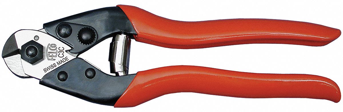 Cable Cutter: Plastic Handle, Shear, For 1/4 in Max Dia Aluminum Electric Cable