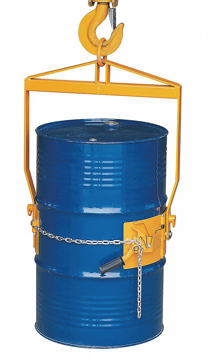VERTICAL DRUM LIFTER/DISPENSER, FOR 55 GAL DRUM CAPACITY, MANUAL TILT, METAL, BODY, VERTICAL