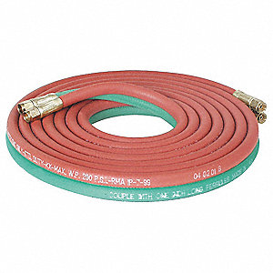 TWIN WELDING HOSE, FOR OXYACETYLENE GASES, A CONNECTION, 12 1/2 FT X 3/16 IN