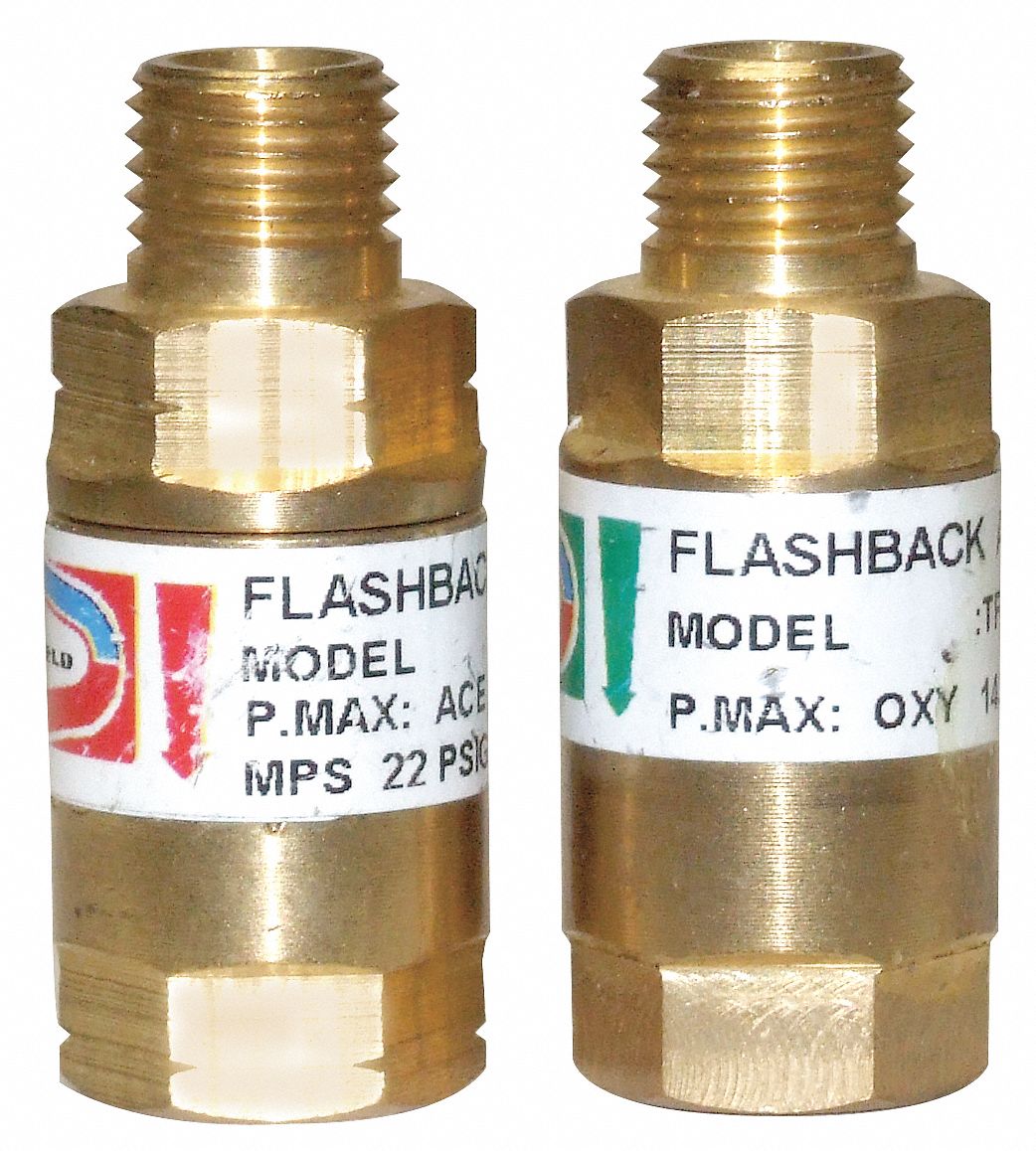 UNIWELD FLASHBACK ARRESTOR SET, TORCH MOUNT, ⅜"24, FOR OXYGEN & FUEL OxyFuel Flashback