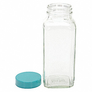 BOTTLE GLASS WIDE MOUTH SQUARE 8 OZ
