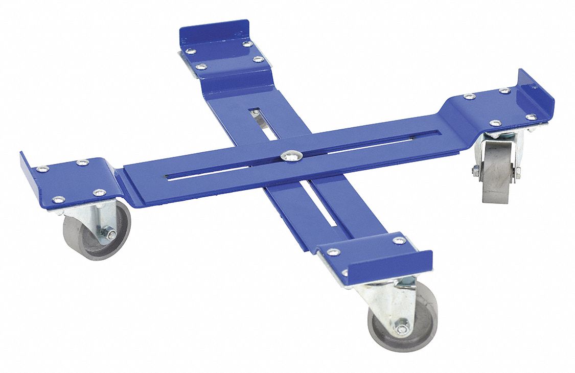 ADJUSTABLE MOBILE DRUM DOLLY, BLUE, FOR USE WITH DRUM, 1200 LB CAP