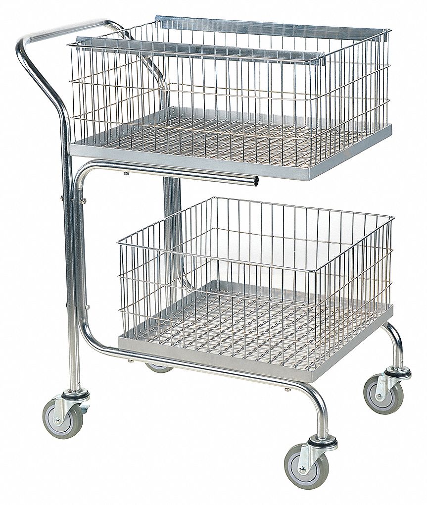 CART MAIL BASKET DOUBLE TRAY