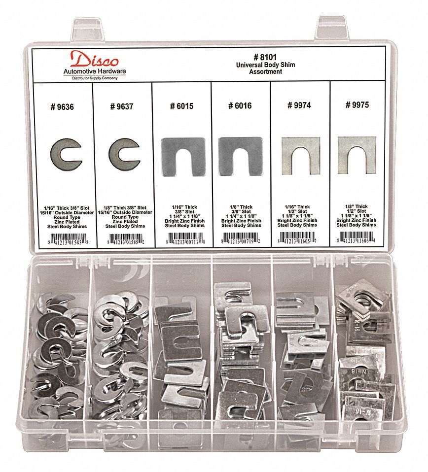 DISCO Body Shim Assortment Steel, 140 Pieces, 0.062 to 0.125 Thick