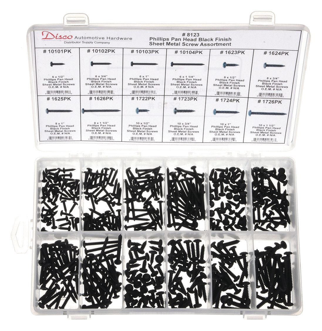 Pan, Phillips, Black Sheet Metal Screw Assortment 12T2948123 Grainger