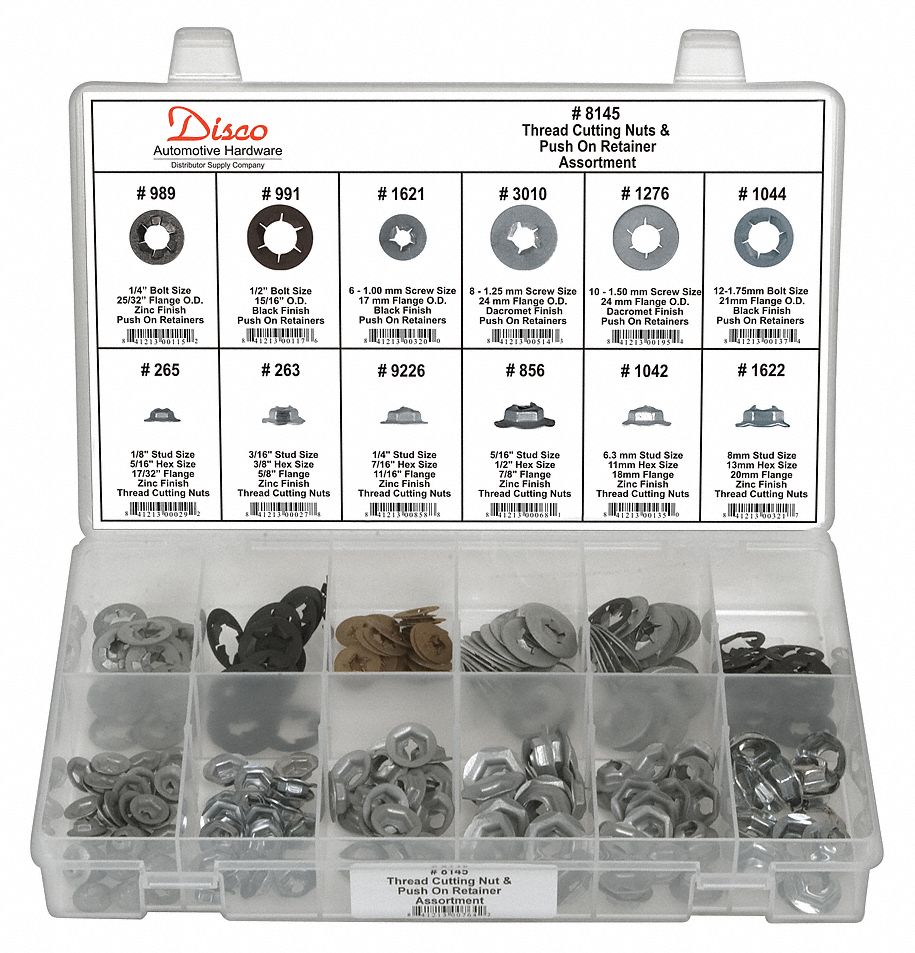 Zinc and Black, Push On Nut Assortment, Push On Nut Assortment 12T298