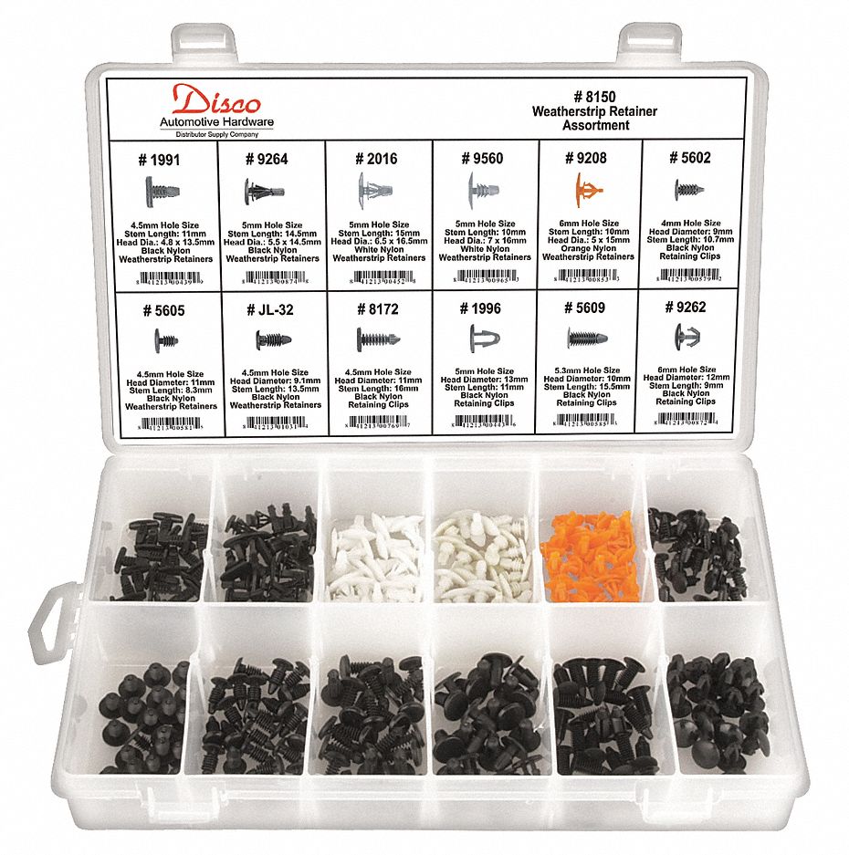 Weatherstrip Retainer Assortment 300 pcs