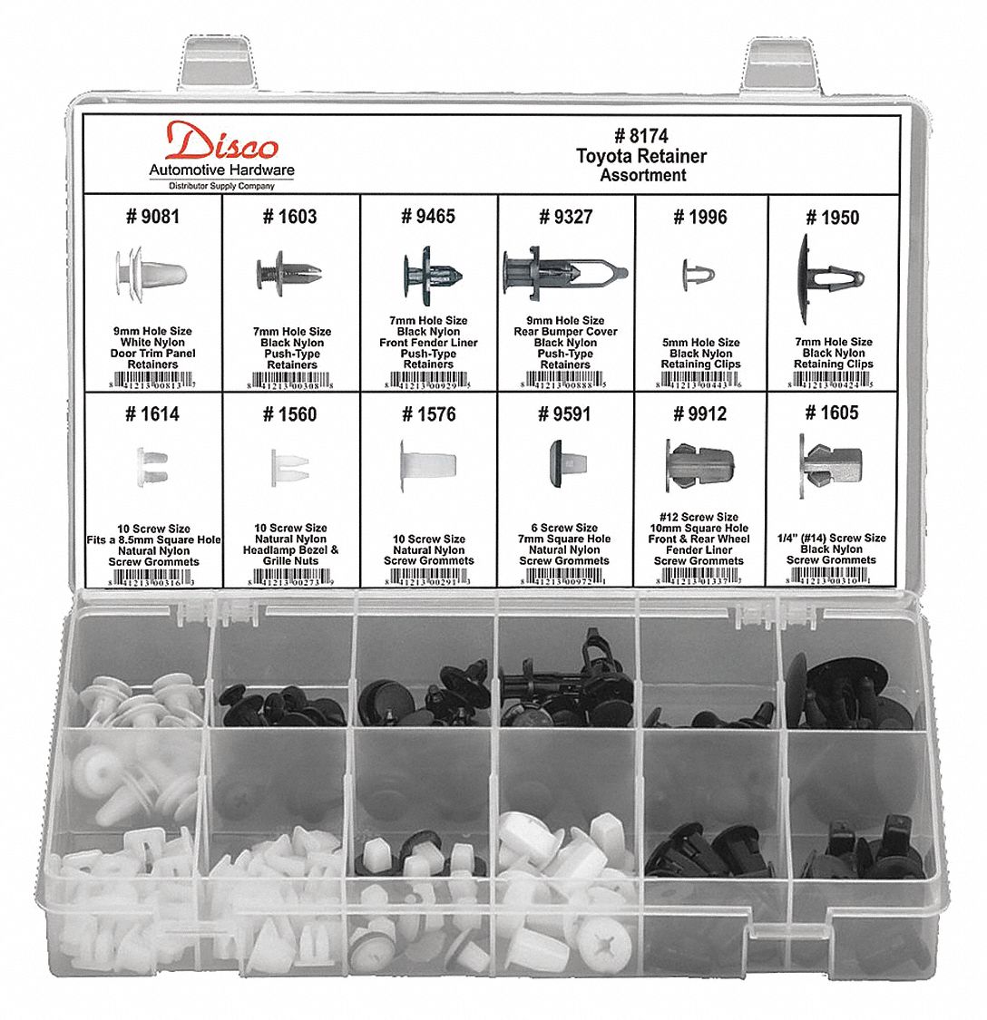 Toyota Retainer Assortment, 146 pcs: 146 Pieces