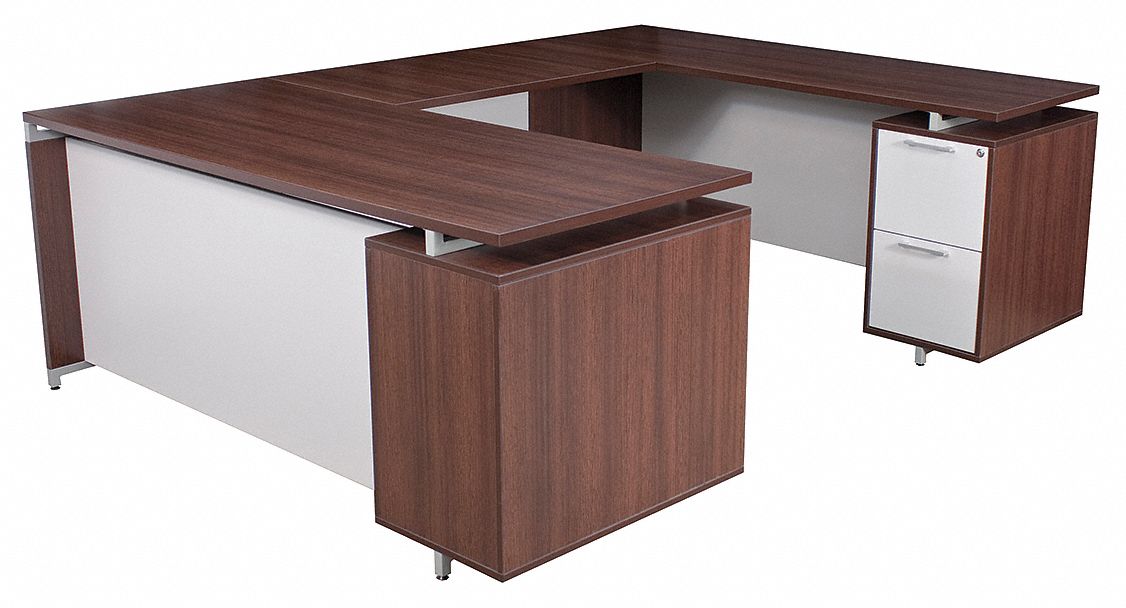 12T381 - U-Shape Office Desk 71x30x96In Java/Gray