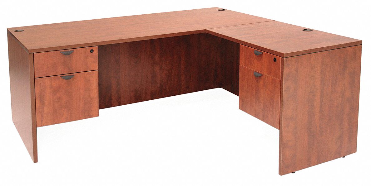 71 in x 82 in x 29 in Legacy Series L-Shape Office Desk, Cherry - Grainger