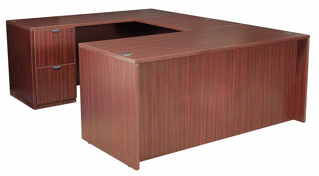 12T527 - U-Shape Office Desk 71x29x106In Mahogany