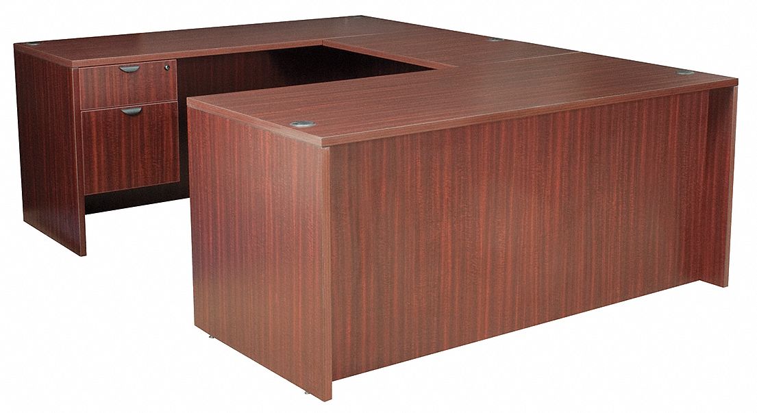 12T530 - U-Shape Office Desk 71x29x106In Mahogany